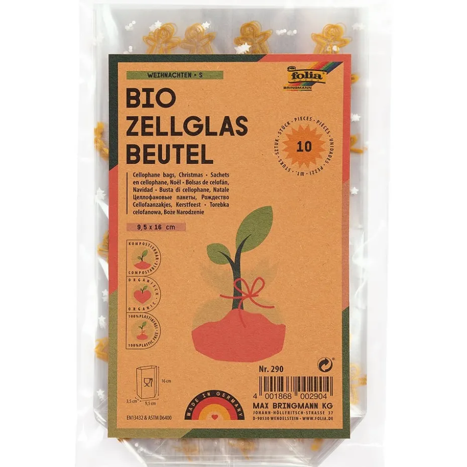 Folia Bio Cellofanpose 10stk – Jul – 95x160mm