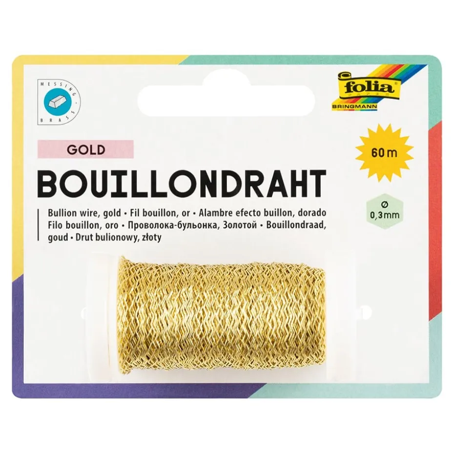 Folia Bouillontråd 0,3mmx60m – Gull