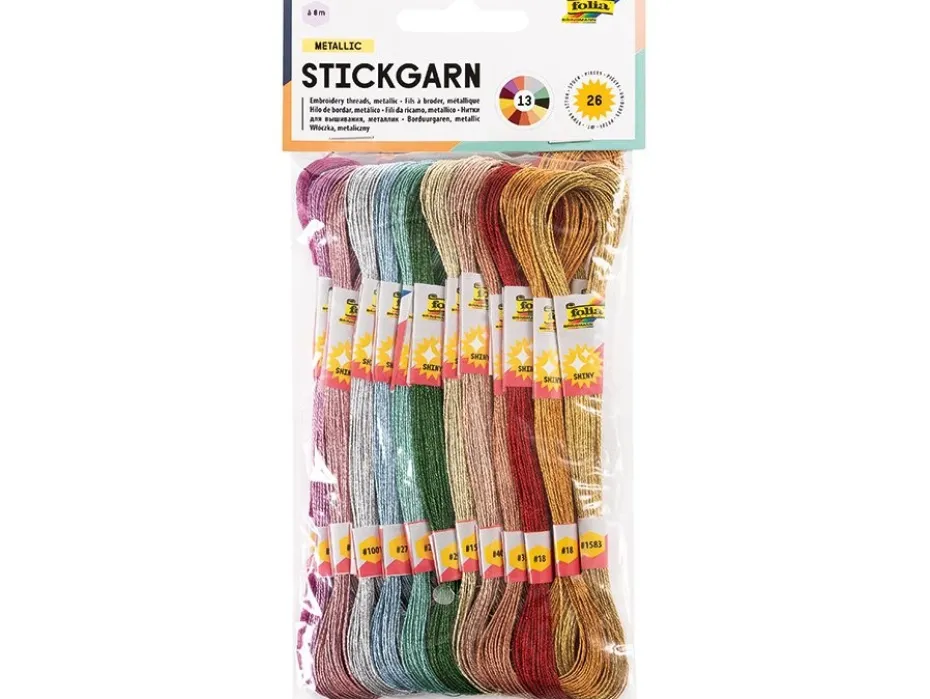 Folia Broderitråd sett – 26x8m – Metallic