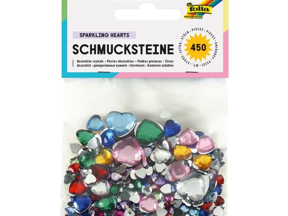 Folia Dekorative diamanter 450stk – Hjerter