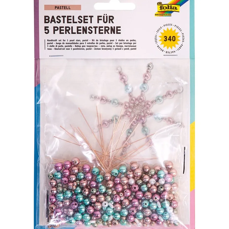 Folia Hobbysett Perlestjerner 5stk – Pastell