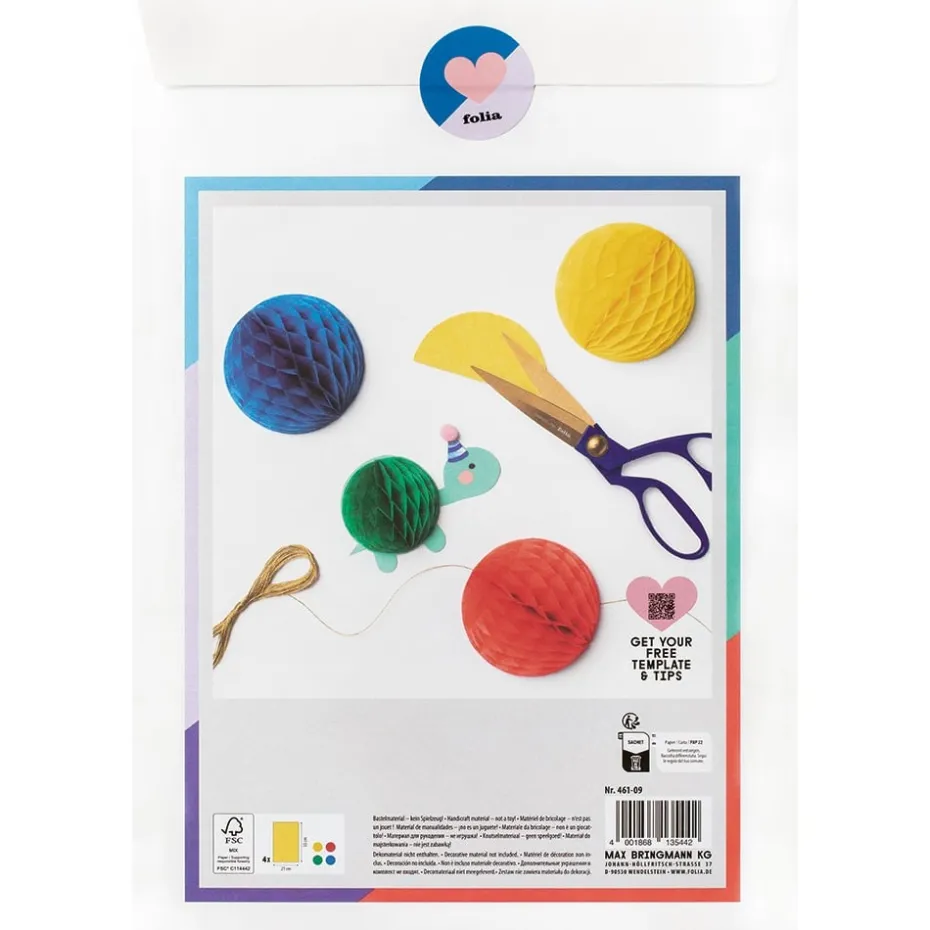 Folia Honeycomb silkepapir 4 ark 21×33 cm – Basic