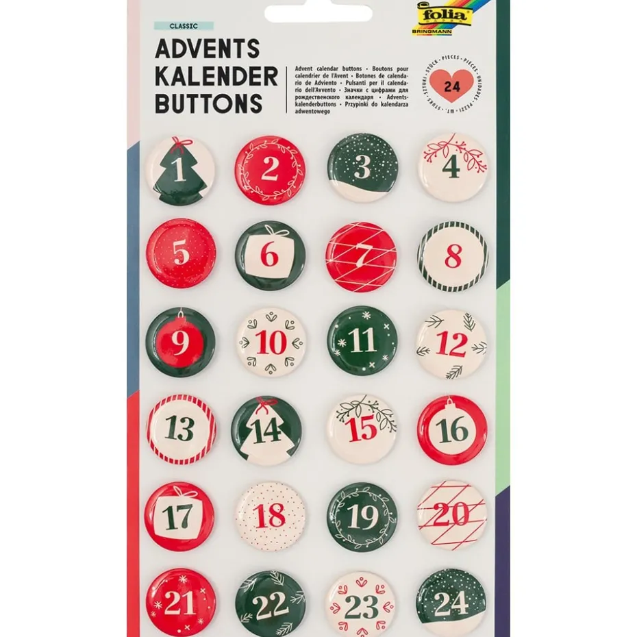 Folia Kalendertall Advent Buttons tall – Klassisk