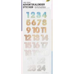 Folia Klistremerke Adventskalender tall 1-24 – IRIDESCENT