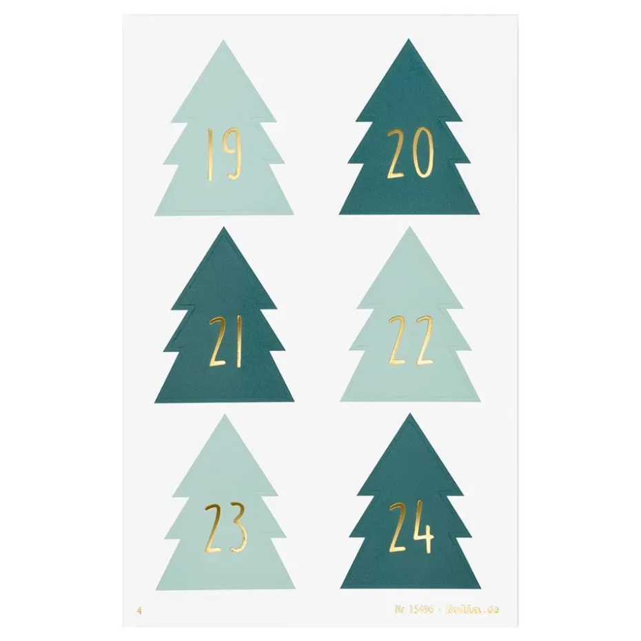Folia Klistremerke Adventskalender tall 1-24 CHRISTMAS TREE