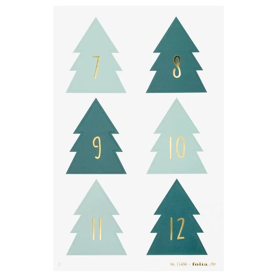 Folia Klistremerke Adventskalender tall 1-24 CHRISTMAS TREE