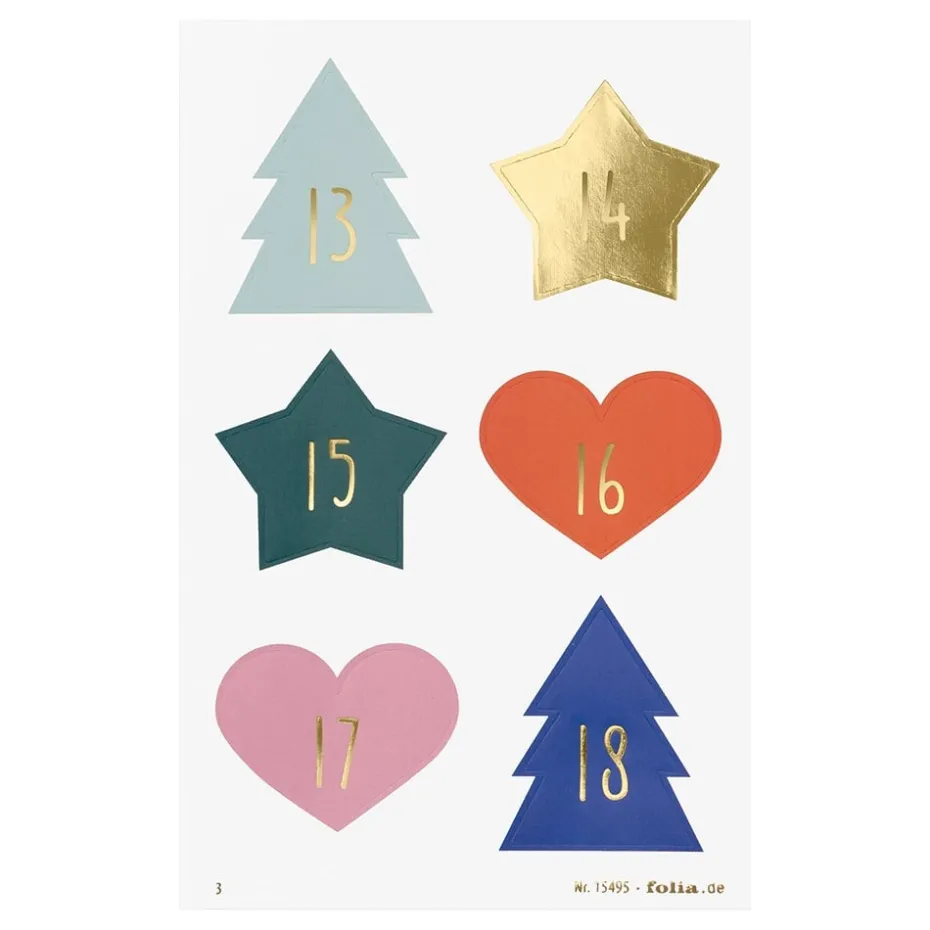 Folia Klistremerke Adventskalender tall 1-24 – JOLLY MIX