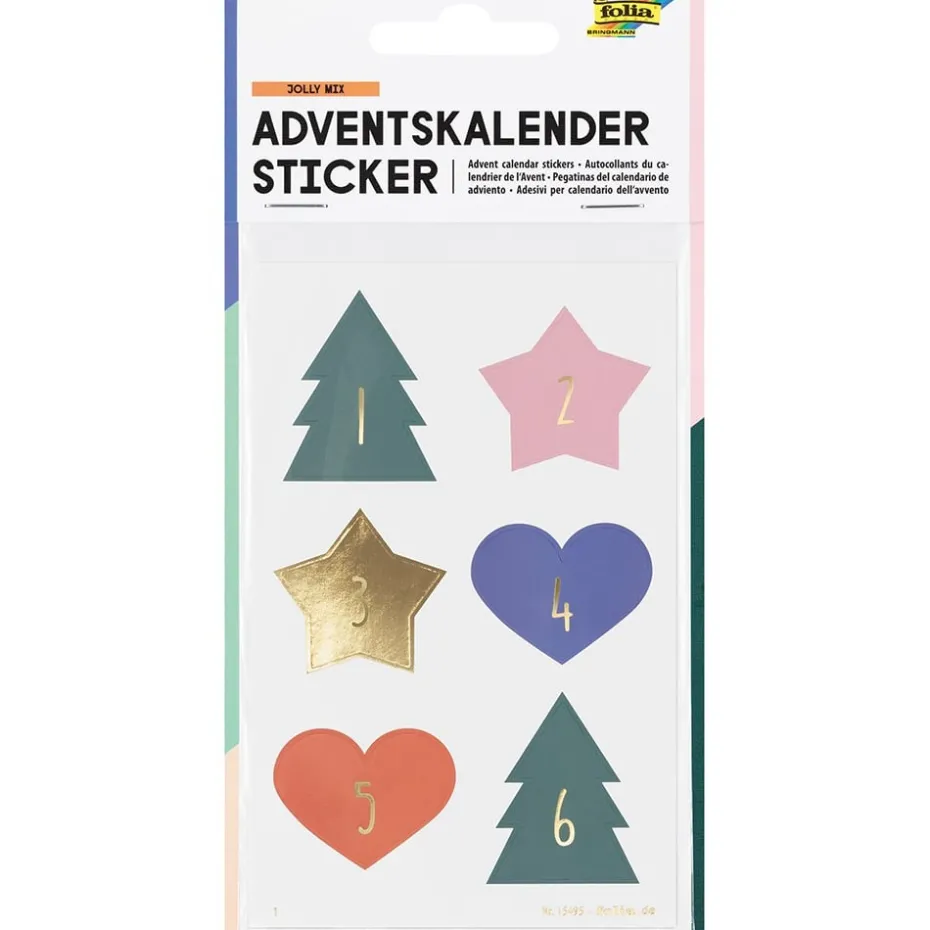 Folia Klistremerke Adventskalender tall 1-24 – JOLLY MIX