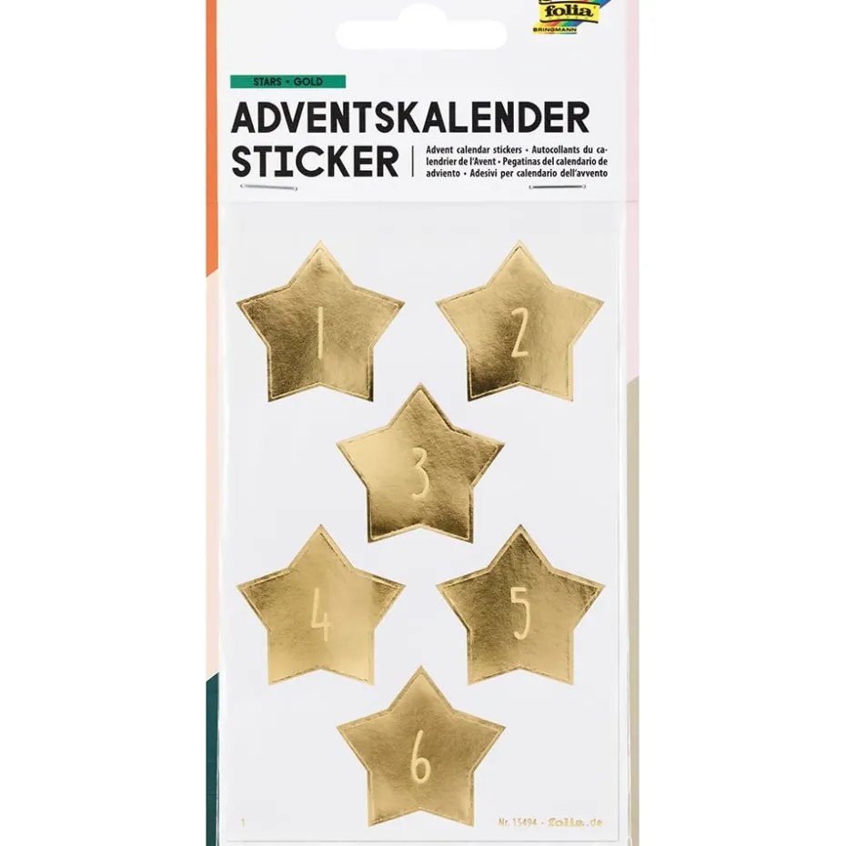Folia Klistremerke Adventskalender tall 1-24 – STARS GOLD