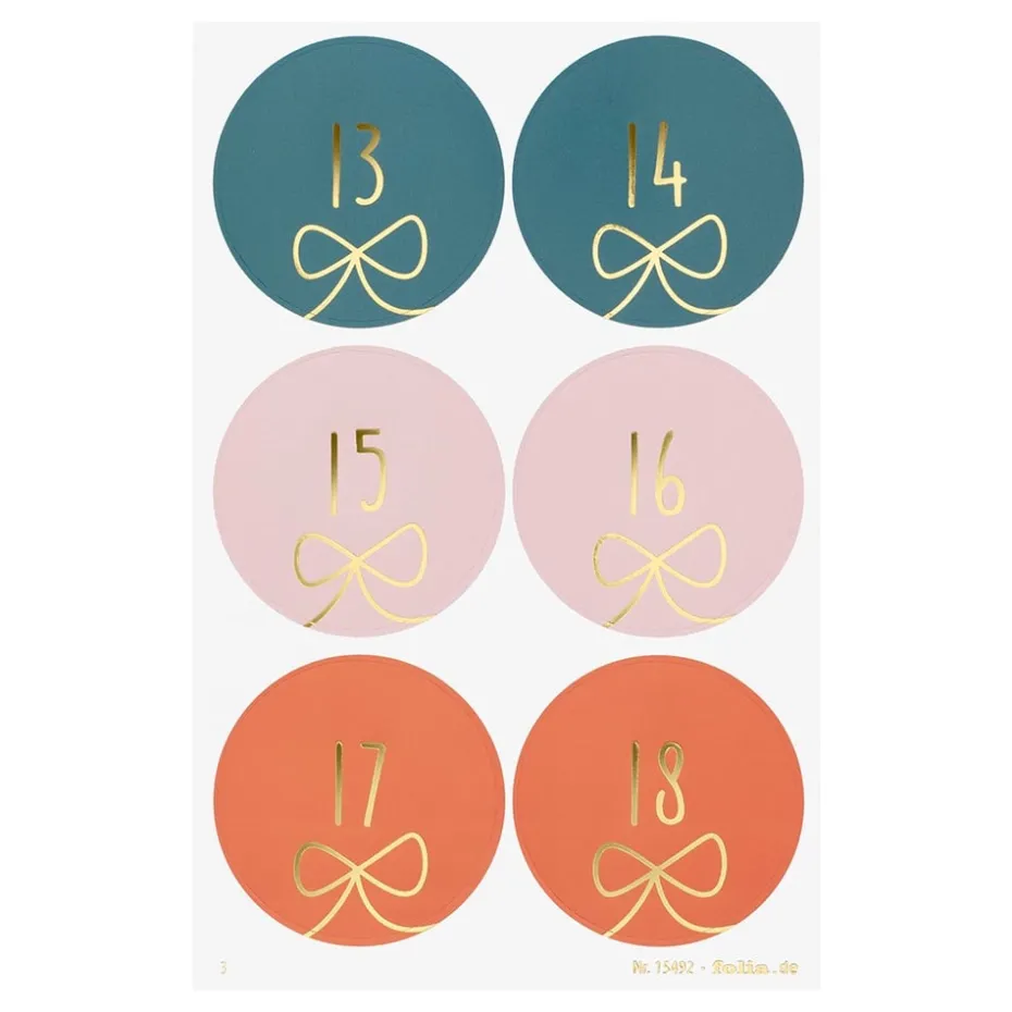 Folia Klistremerke Adventskalender tall 1-24 – ROUND BOWS