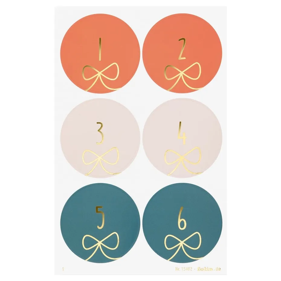 Folia Klistremerke Adventskalender tall 1-24 – ROUND BOWS