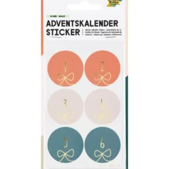 Folia Klistremerke Adventskalender tall 1-24 – ROUND BOWS
