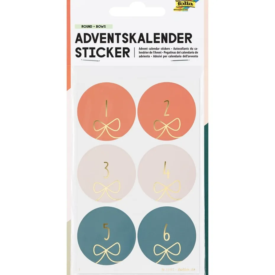 Folia Klistremerke Adventskalender tall 1-24 – ROUND BOWS
