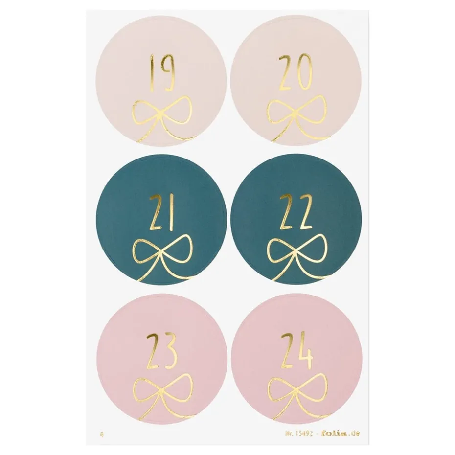 Folia Klistremerke Adventskalender tall 1-24 – ROUND BOWS