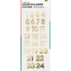 Folia Klistremerke Adventskalender tall 1-24 – GOLD