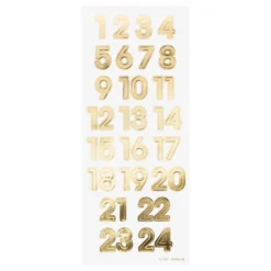 Folia Klistremerke Adventskalender tall 1-24 – GOLD