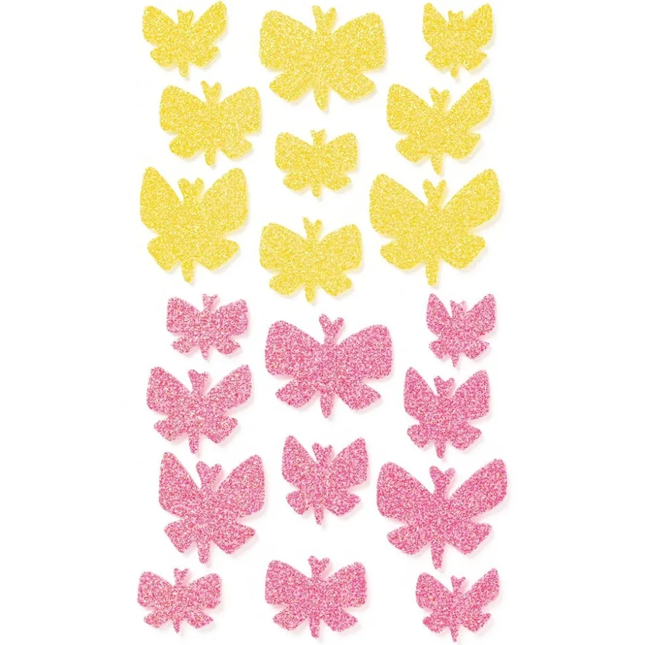Folia Klistremerker Mosgummi Glitter – Sommerfugler