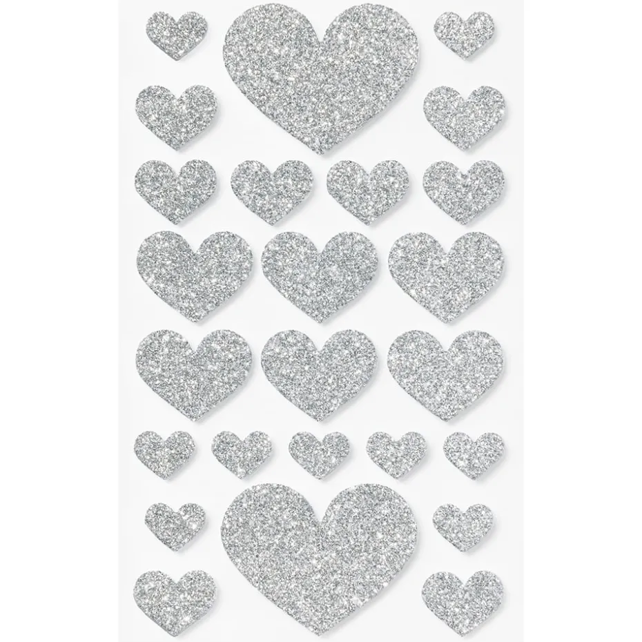 Folia Klistremerker Mosgummi Glitter – Hjerter Classic