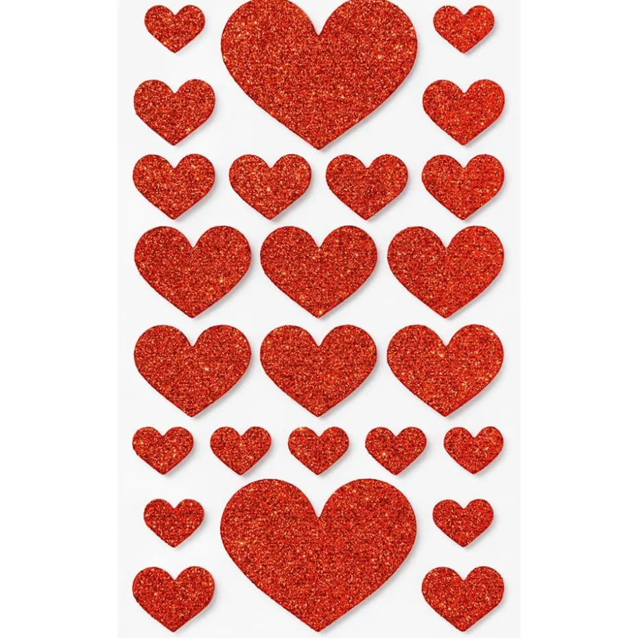 Folia Klistremerker Mosgummi Glitter – Hjerter Love