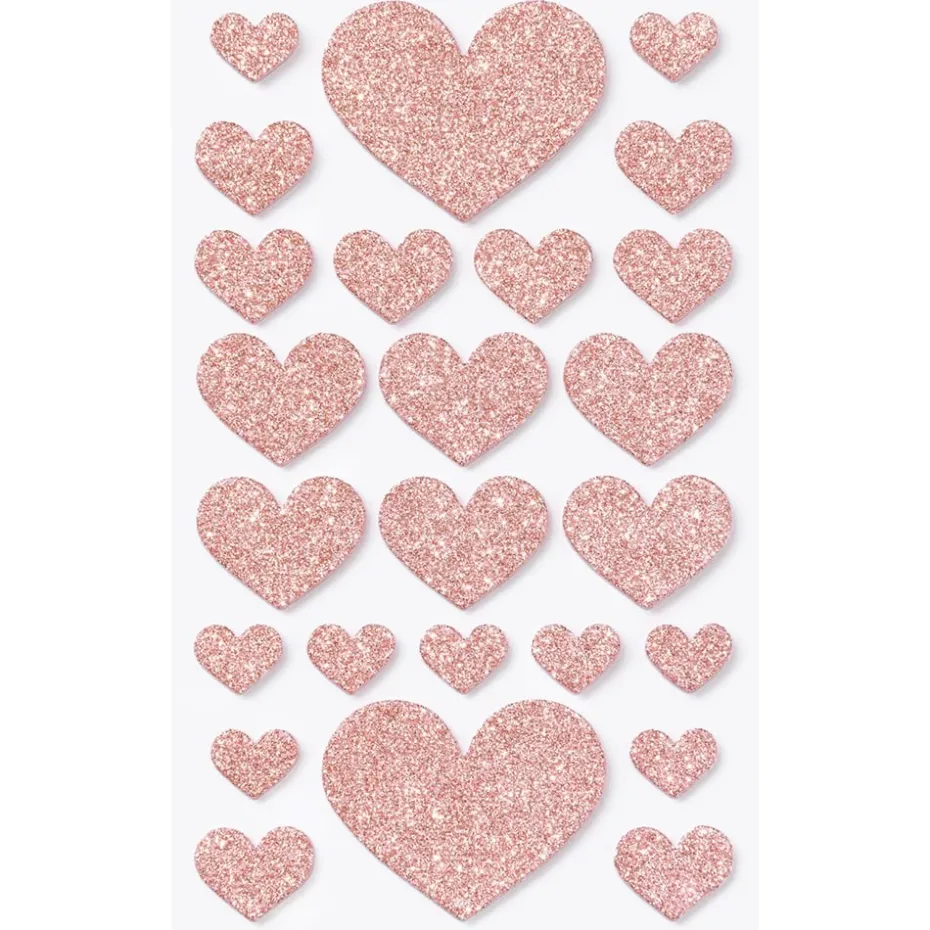 Folia Klistremerker Mosgummi Glitter – Hjerter Love