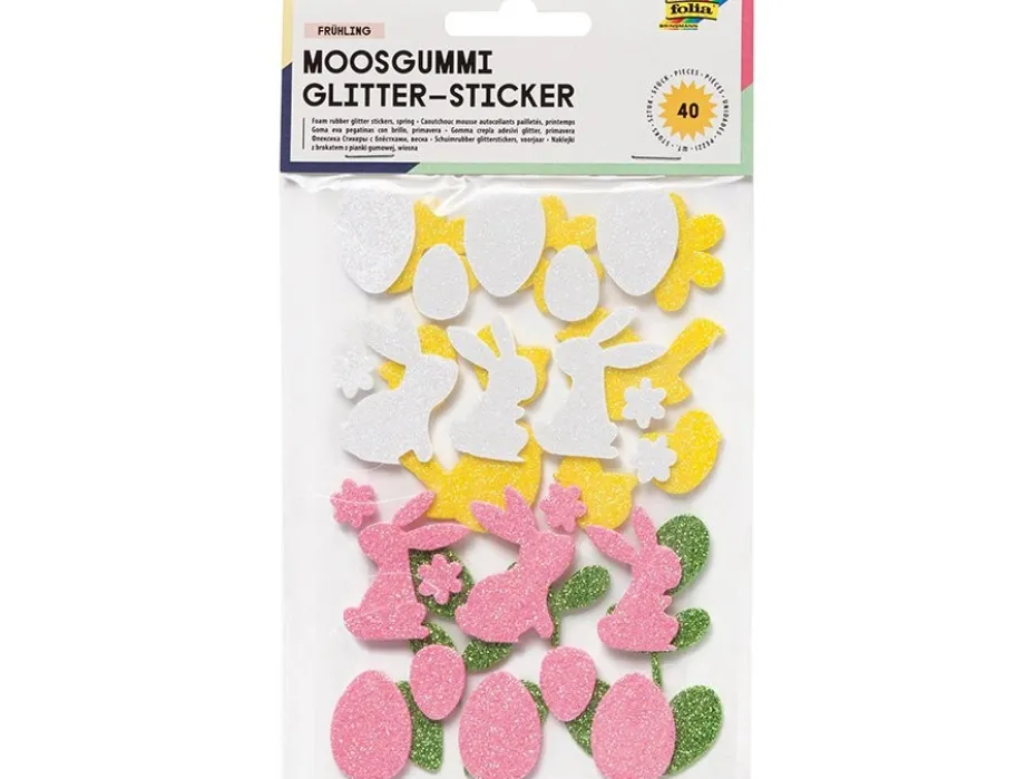 Folia Klistremerker Mosgummi Glitter – Påske