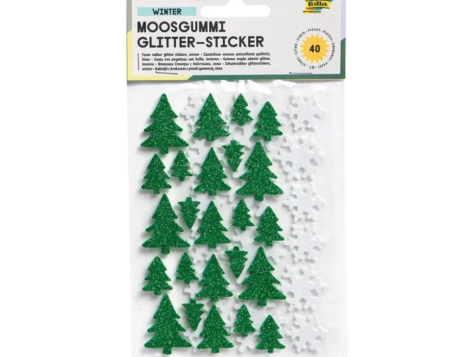 Folia Klistremerker Mosgummi Glitter – Vinter