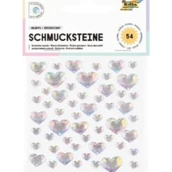 Folia Klistremerker Strass 54stk – Hjerter iriserende
