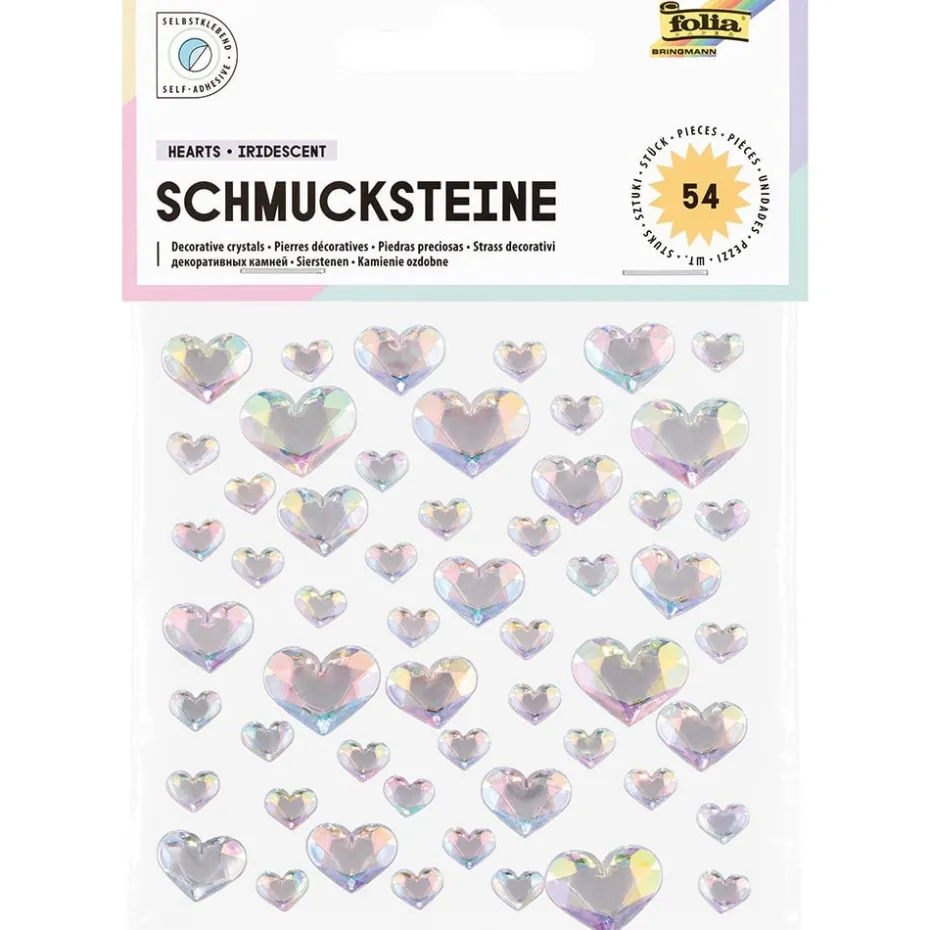 Folia Klistremerker Strass 54stk – Hjerter iriserende