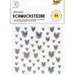 Folia Klistremerker Strass 54stk – Hjerter pastell