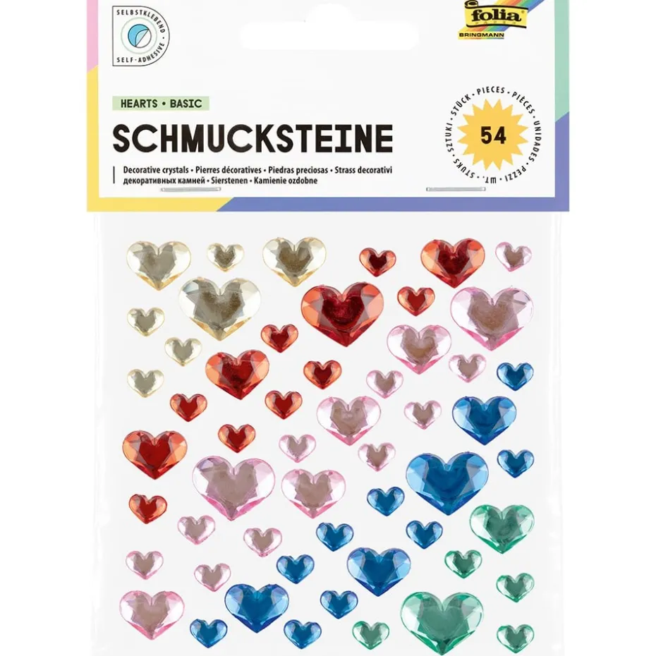 Folia Klistremerker Strass 54stk – Hjerter basic