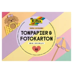 Folia Papirblokk A6 – Farget papir og kartong 60ark – Pastel