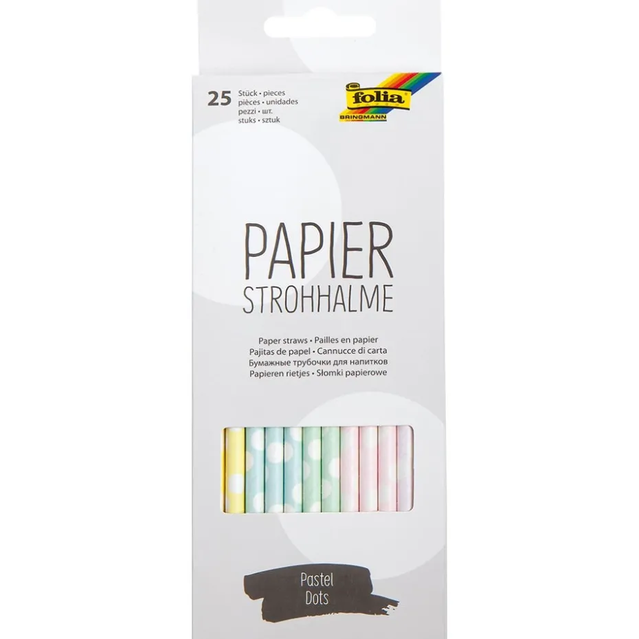 Folia Papirsugerør 25stk – Prikker pastell