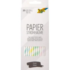 Folia Papirsugerør 25stk – Striper pastell