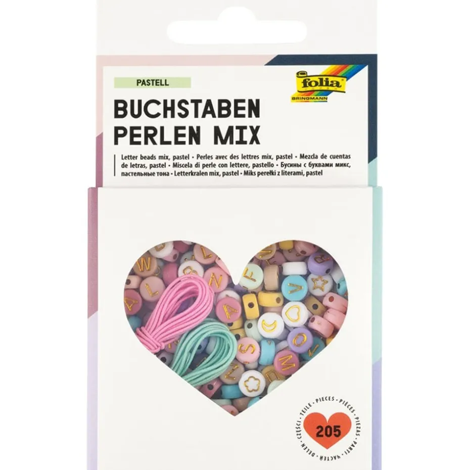 Folia Perlesett – Bokstavperlemix Pastell