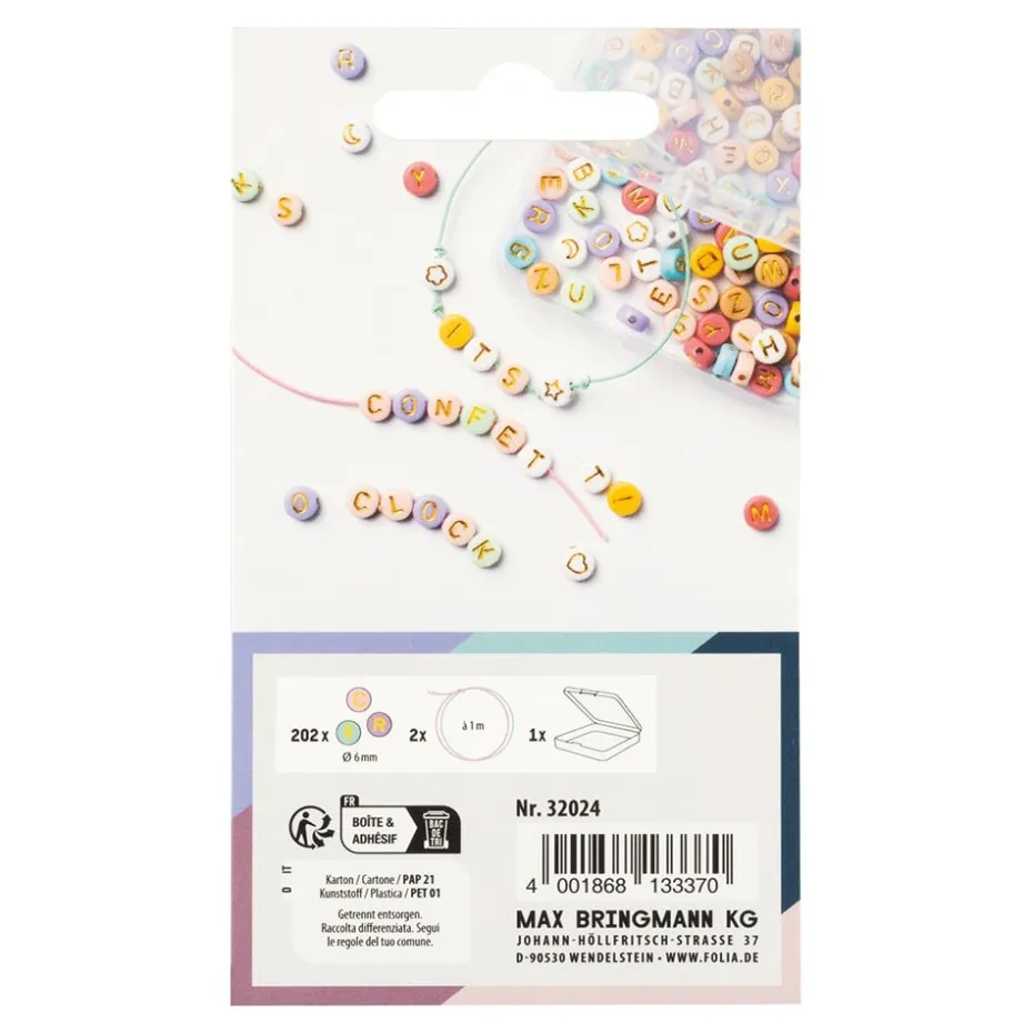 Folia Perlesett – Bokstavperlemix Pastell