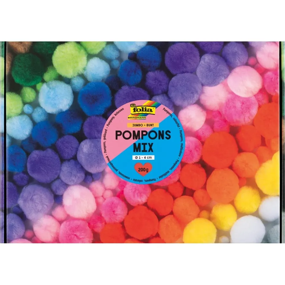 Folia Pompong Mix – Ø 1/2/3/4cm 200g – Fargerik