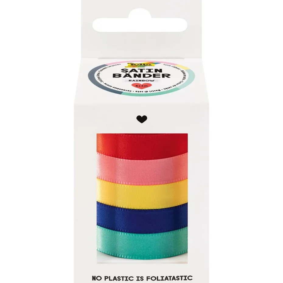 Folia Satinbånd Sett – 10mmx4m 5 farger – Rainbow