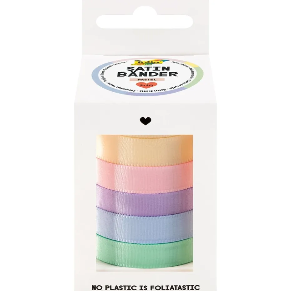 Folia Satinbånd Sett – 10mmx4m 5 farger – Pastel