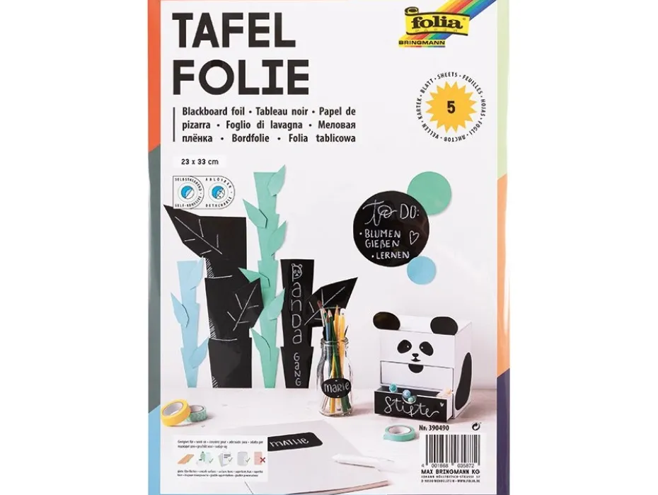 Folia Tavlefolie selvklebende135µ 23x33cm 5ark – Sort