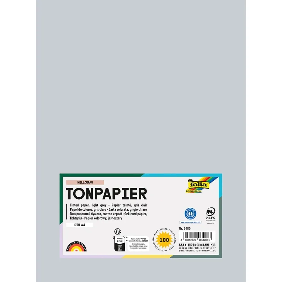 Folia Tegnepapir A4 – 130g 100ark – 80 Lys grå