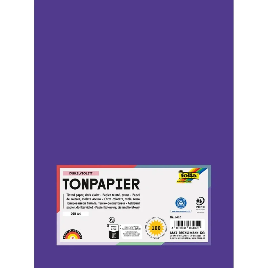 Folia Tegnepapir A4 – 130g 100ark – 32 Mørk Fiolett
