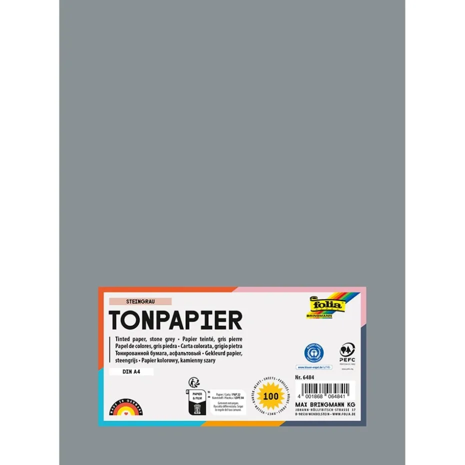 Folia Tegnepapir A4 – 130g 100ark – 84 Stengrå