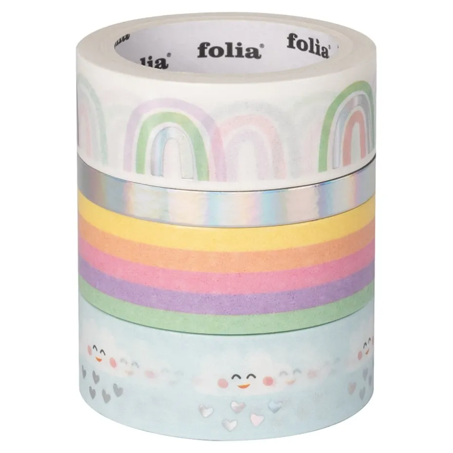 Folia Washi Tape – 4 ruller – HOTFOIL RAINBOW CLOUDS