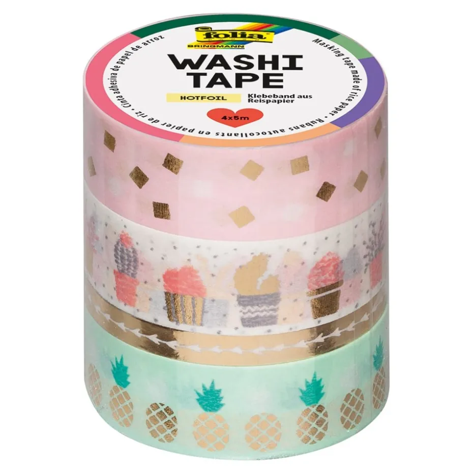 Folia Washi Tape – 4 ruller – HOTFOIL GOLD