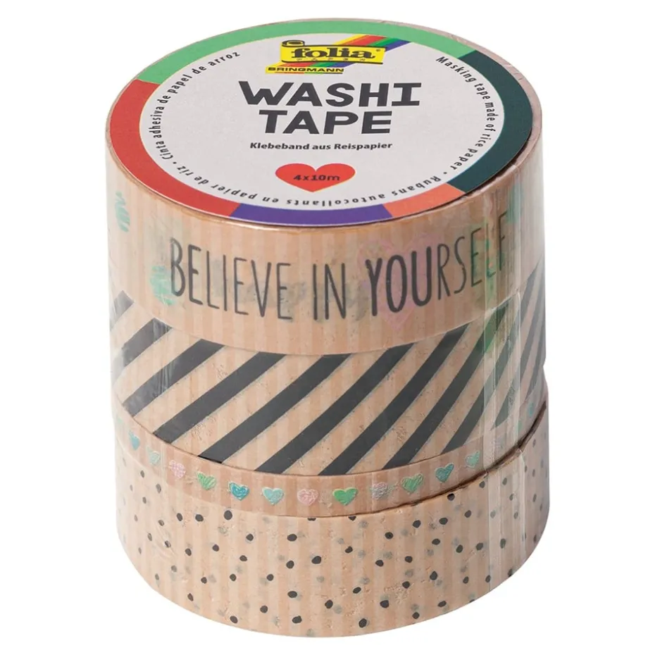Folia Washi Tape – 4 ruller – KRAFT PAPER II