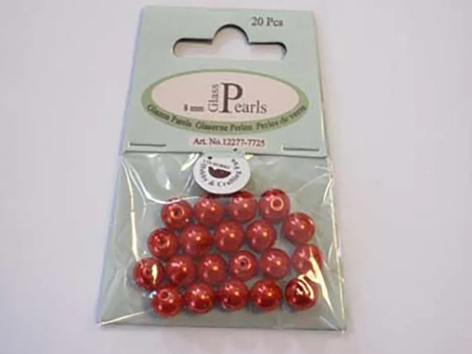 Glassperle Romerperle – 8mm 20stk – Rød