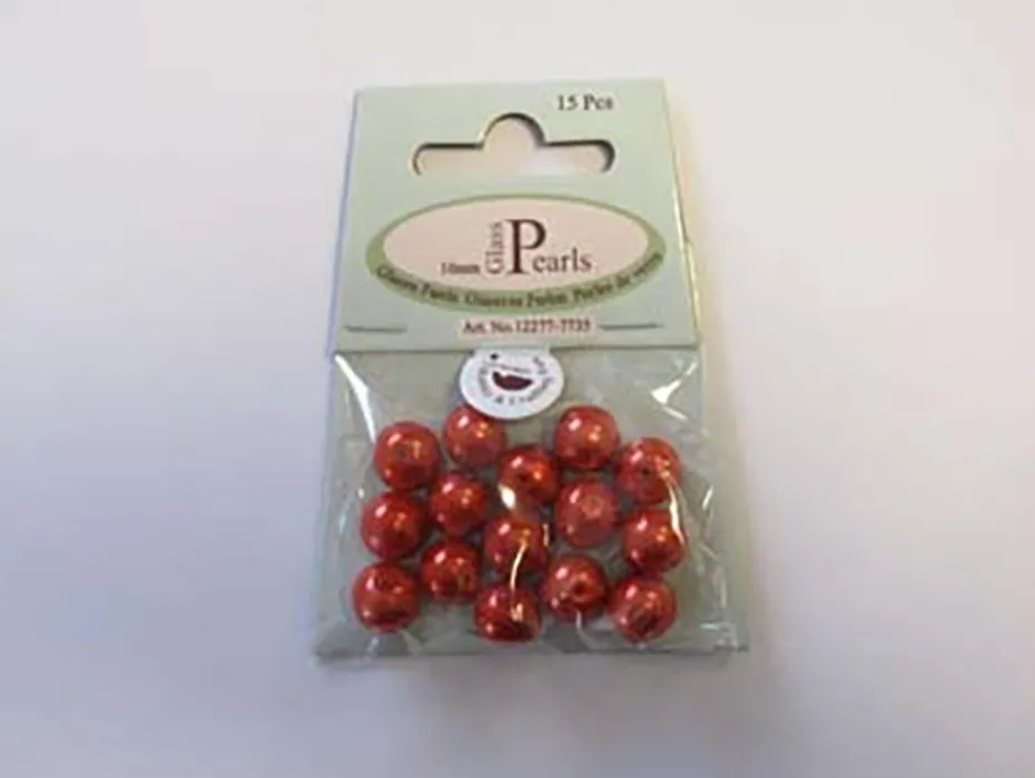 Glassperle Romerperle – 10mm 15stk – Rød