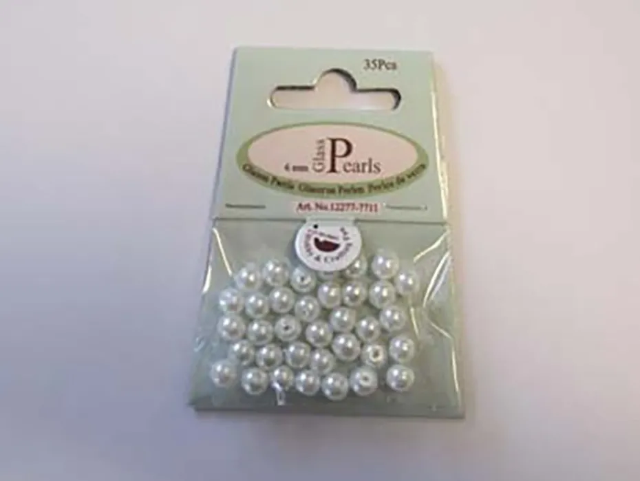 Glassperle Romerperle – 6mm 35stk – Hvit