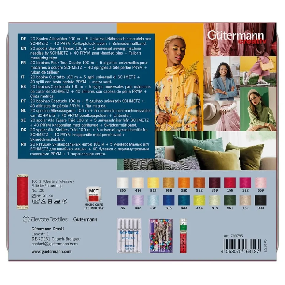 Gütermann Sew-all 100m Trådsett Fashion Box 799785 – 20stk