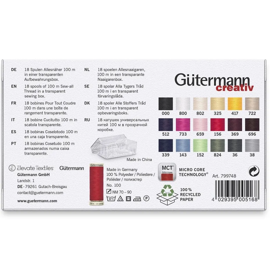 Gütermann Sew-all 100m Trådsett 799748 – 18stk